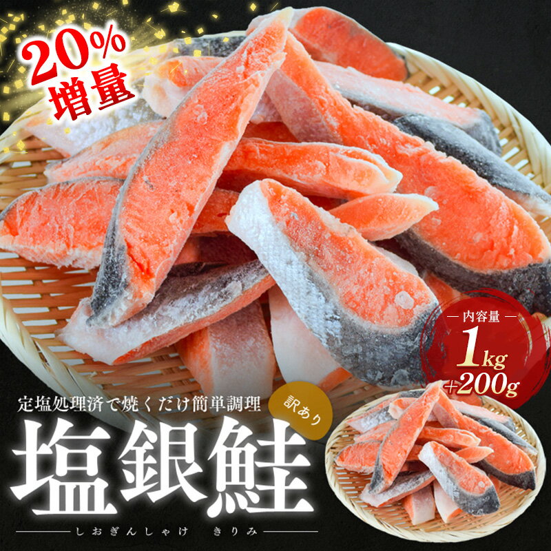 【ふるさと納税】塩サケ 訳あり 20％増量 塩銀鮭 切り身 1.2kg しゃけ 規格外 おかず 惣菜 冷凍 魚　鮭 サケ 銀鮭 切身 お取り寄せ
